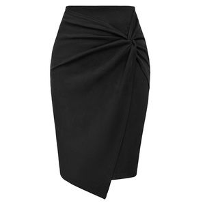 Elastic High Waist Wrap Front Black Pencil Skirt Small
Kate Kasin Wear to Work